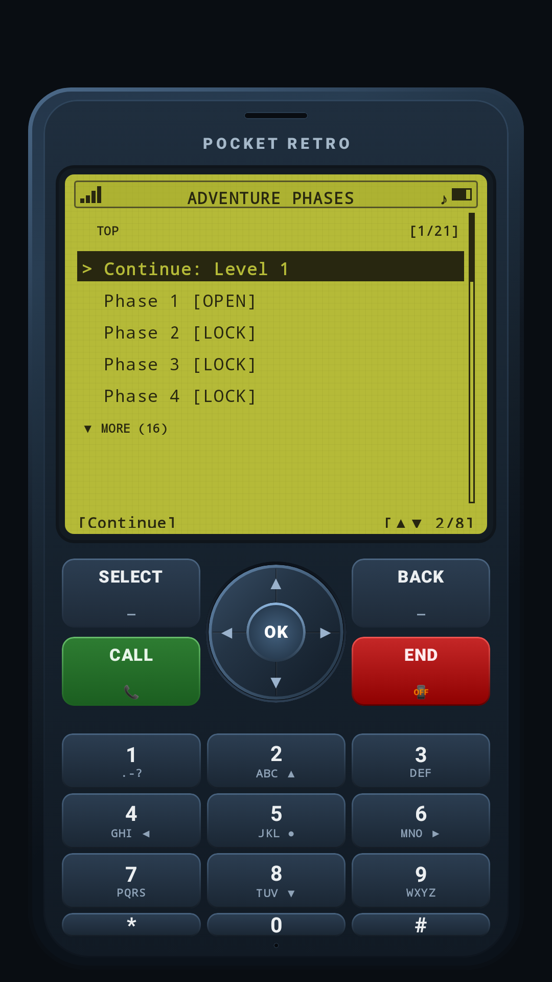 Adventure phases and Continue option